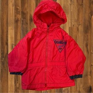 🎒 Vintage OshKosh B'gosh Red Hooded Jacket – Toddler 24M – Made in Canada